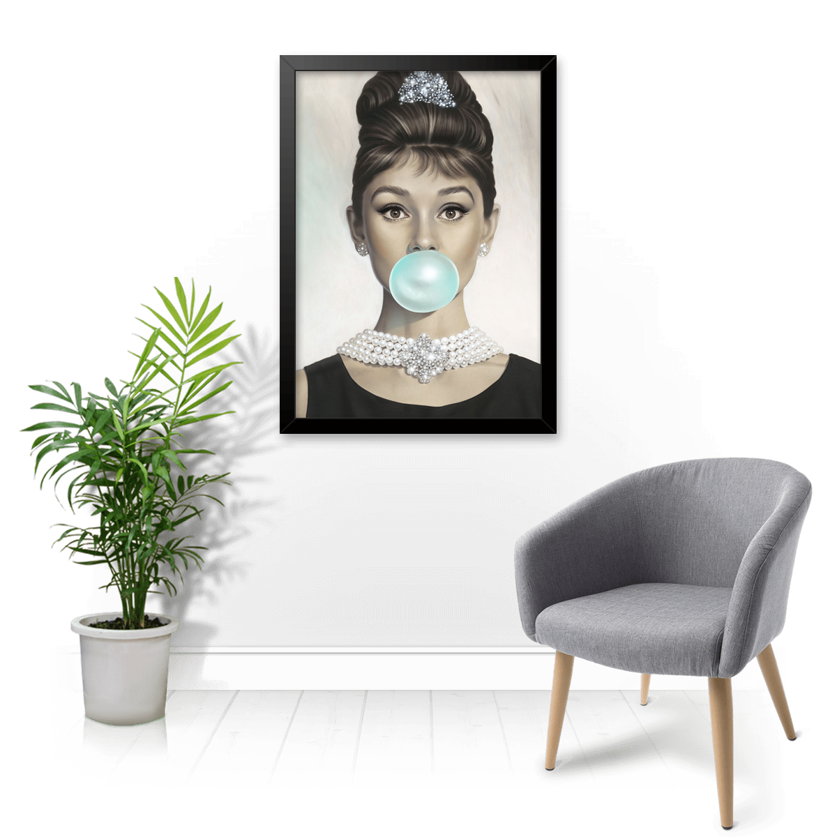 Quadro e poster Audrey Hepburn mascando chiclete - Quadrorama