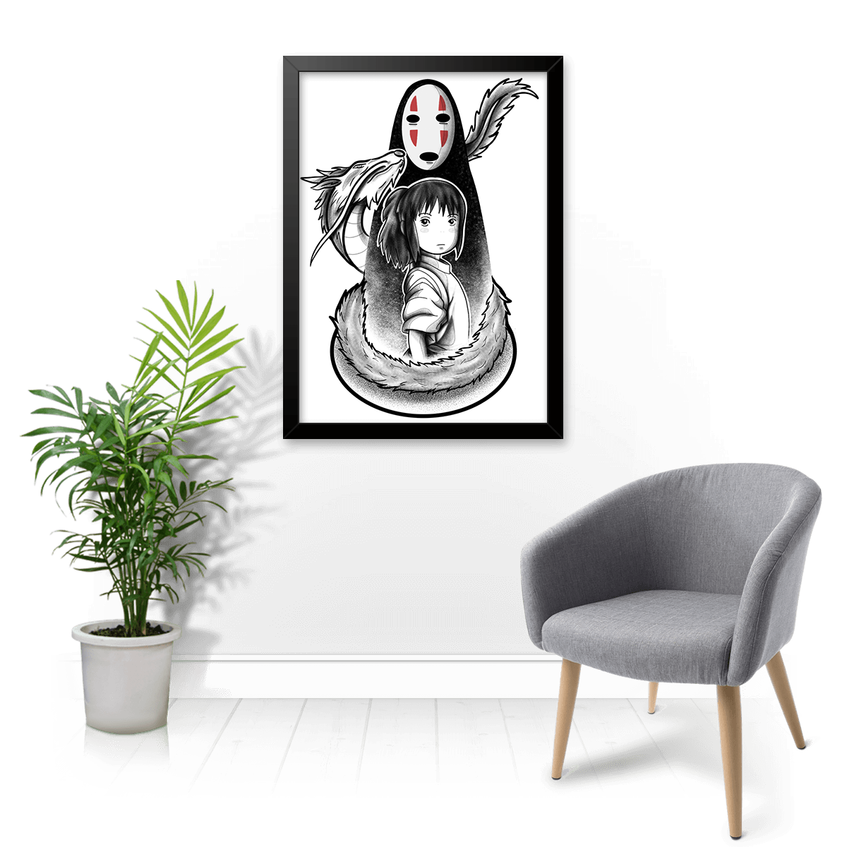 その他 Chihiro Quadro e poster Chihiro E Sem Rosto - Spirited Away - Quadrorama