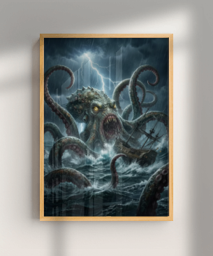 Quadro e poster Kraken Atacando um Navio - Quadrorama