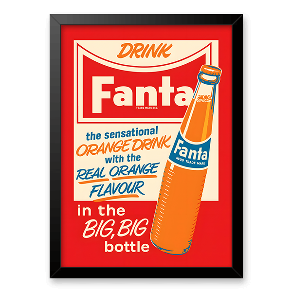 Fanta 看板 44㎝×44㎝ Quadro e poster Fanta Laranja Retro - Drink - Quadrorama