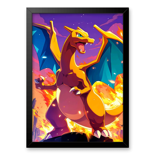 チャー Cher 全身ポスター 大型 594mm×1680mm Quadro e poster Charizard e Chamas - Pokemon - Quadrorama